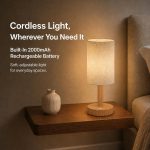 Small Rechargeable Cordless Table Lamp, Nightstand to Desk, Warm Oak - Image 2